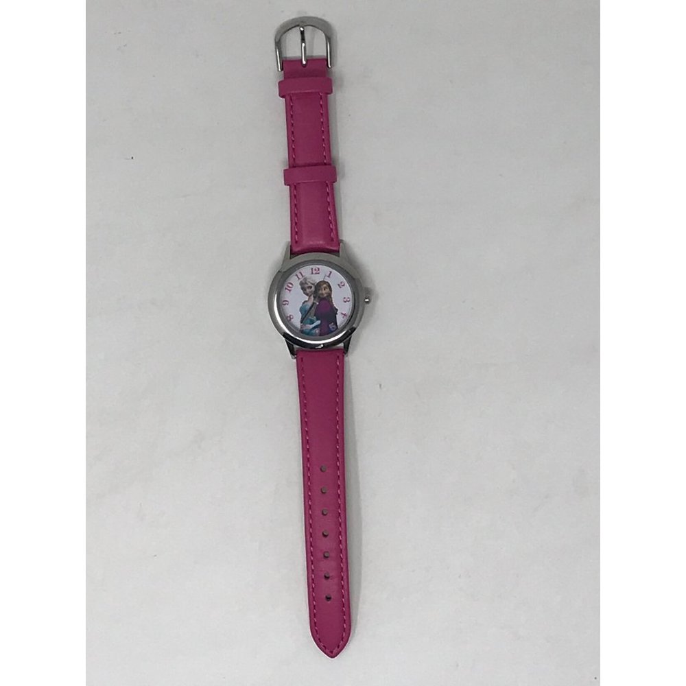 Disney Parks Frozen Anna & Elsa Pink Leather Wristband Watch Adjustable